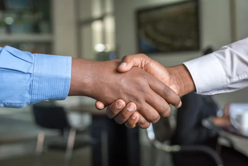 Confidential meeting between two professionals